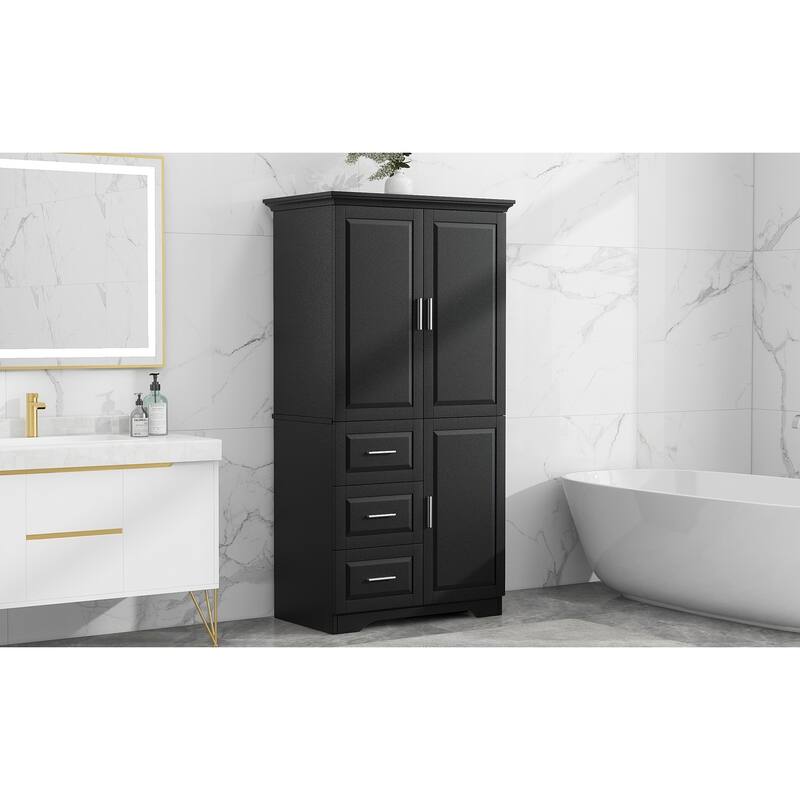 Tall And Wide Storage Cabinet With Doors For Bathroom/Office
