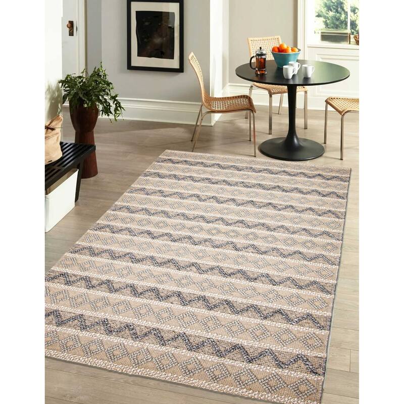 ECARPETGALLERY Braid weave Sienna Grey Wool Rug - 5'0 x 7'8