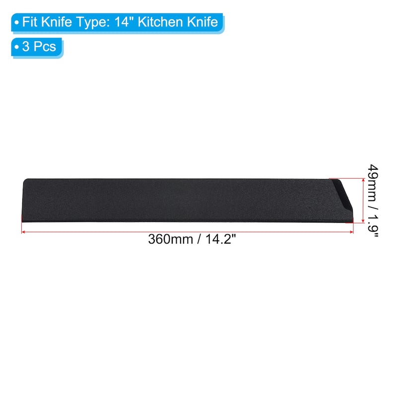 ABS Kitchen Knife Sheath Cover Sleeves for Chef Knife, Black - 14 inch, 3Pcs
