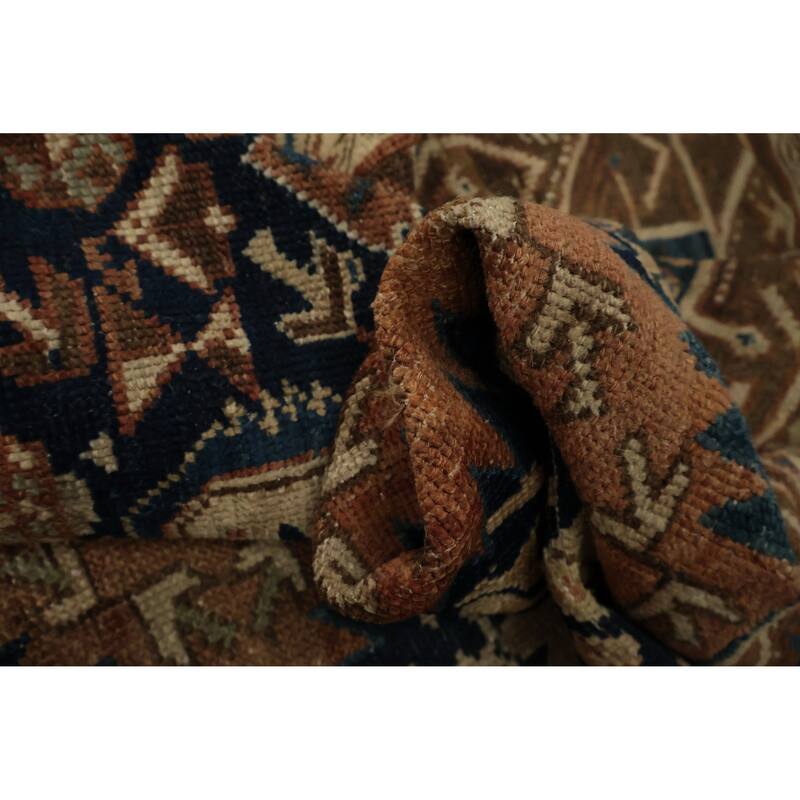 Hand Knotted Oriental 100% Wool Carpet Traditional Tribal Navy Blue & Blues Bakhtiari Area Rug - 10' 4'' X 5' 5''