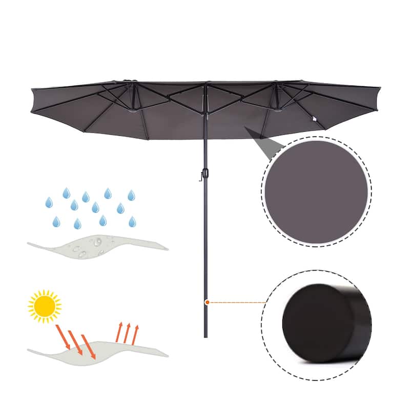 Outsunny 15-foot Steel Rectangular Double Sided Market Umbrella