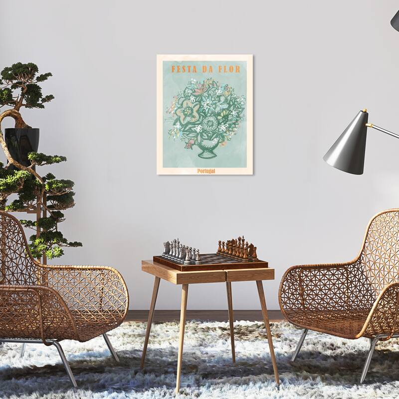 Wynwood Studio Canvas Floral and Botanical Festa da Flor Portugal Blue and Teal Modern & Contemporary Wall Art Canvas Print - 20 x 16