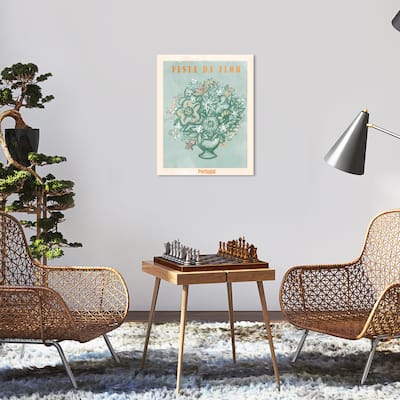 Wynwood Studio Canvas Floral and Botanical Festa da Flor Portugal Blue and Teal Modern & Contemporary Wall Art Canvas Print