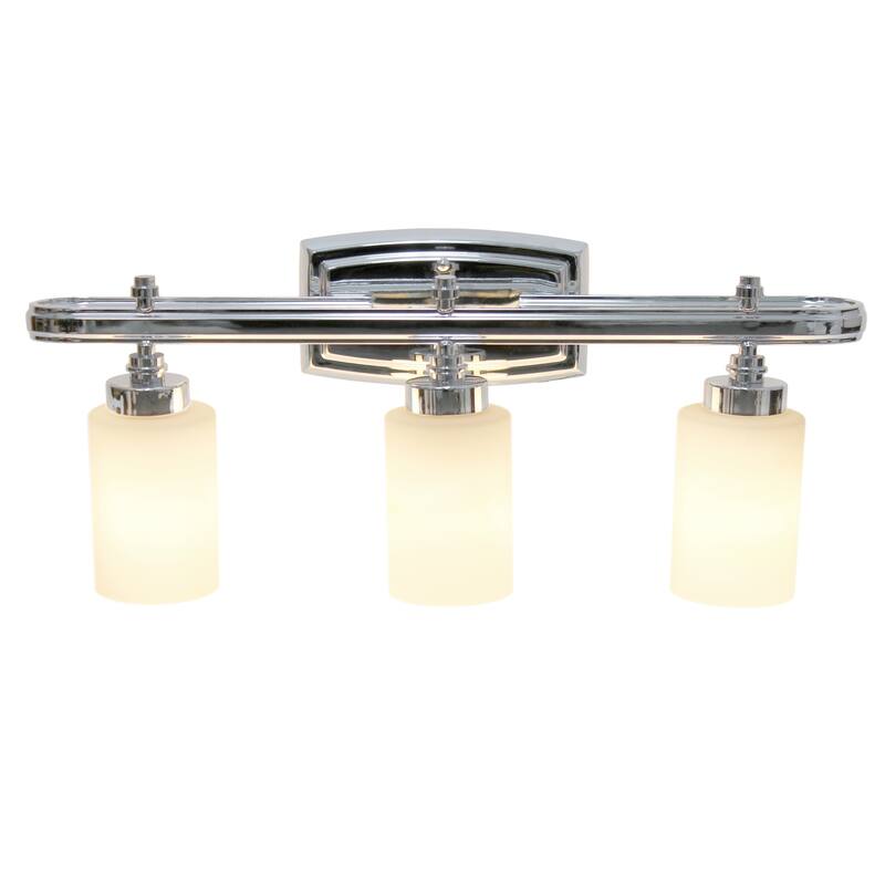 Modern 3 Light Vanity Fixture - Metal Loop & Glass Shades - Wall Mounted Lighting for Hallways - 9.5