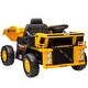 preview thumbnail 1 of 7, 12V Kids Ride-On Dump Truck with Automatic Dumping, Remote Control, Music & All-Terrain Suspension - Yellow Yellow