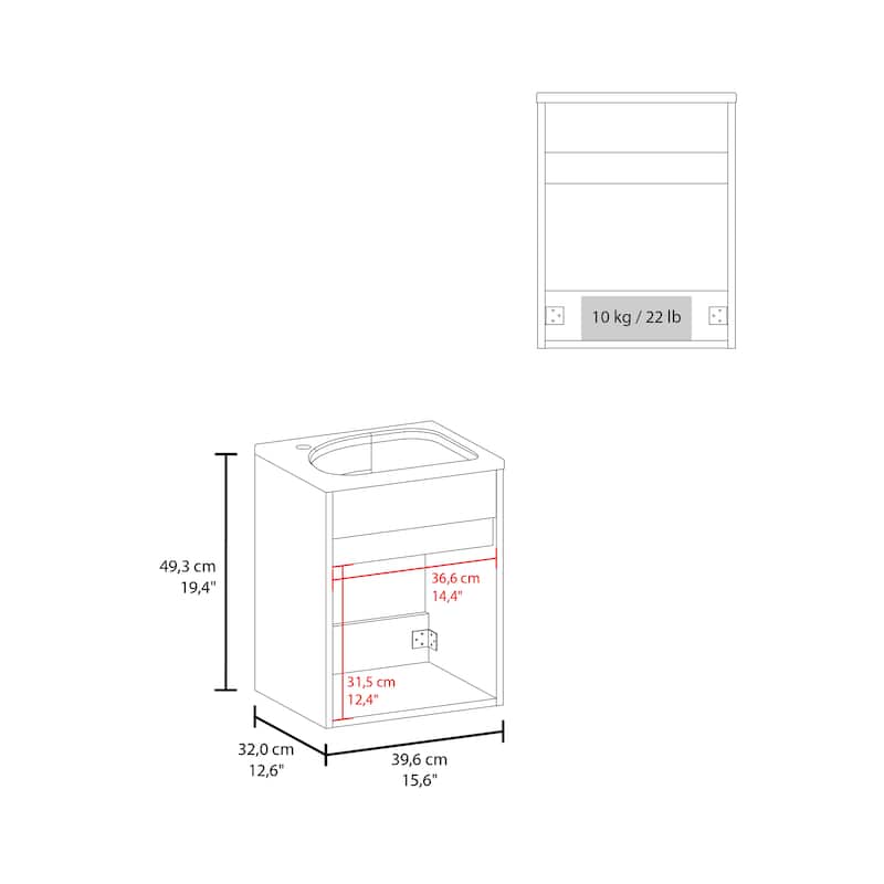 Bathroom Vanity, 1 Door with durable engineered wood construction,Easy to assemble