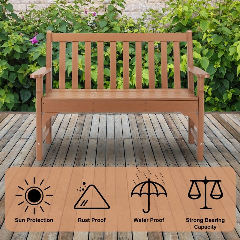 49 in. Garden Plastic Teak Color Bench