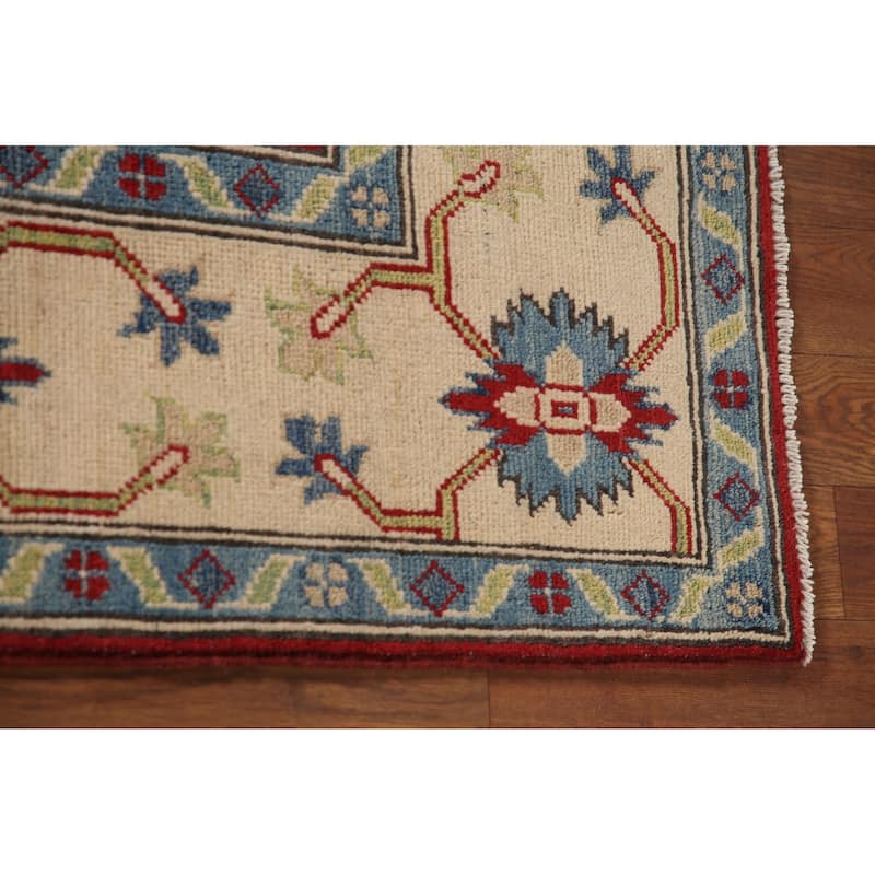 Traditional Kazak Area Rug Hand-Knotted Red Wool Carpet - 5'8" x 7'9"
