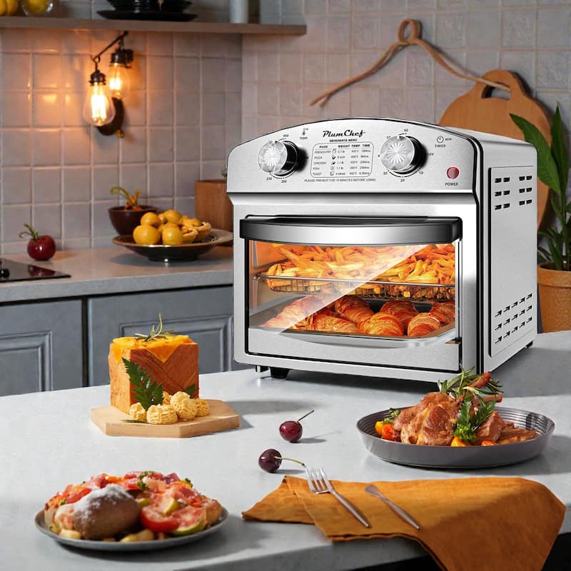 12.5 Quart Convection Toaster Oven, 7-in-1 Countertop Oven with Preset Menus, 1500W, Stainless Steel
