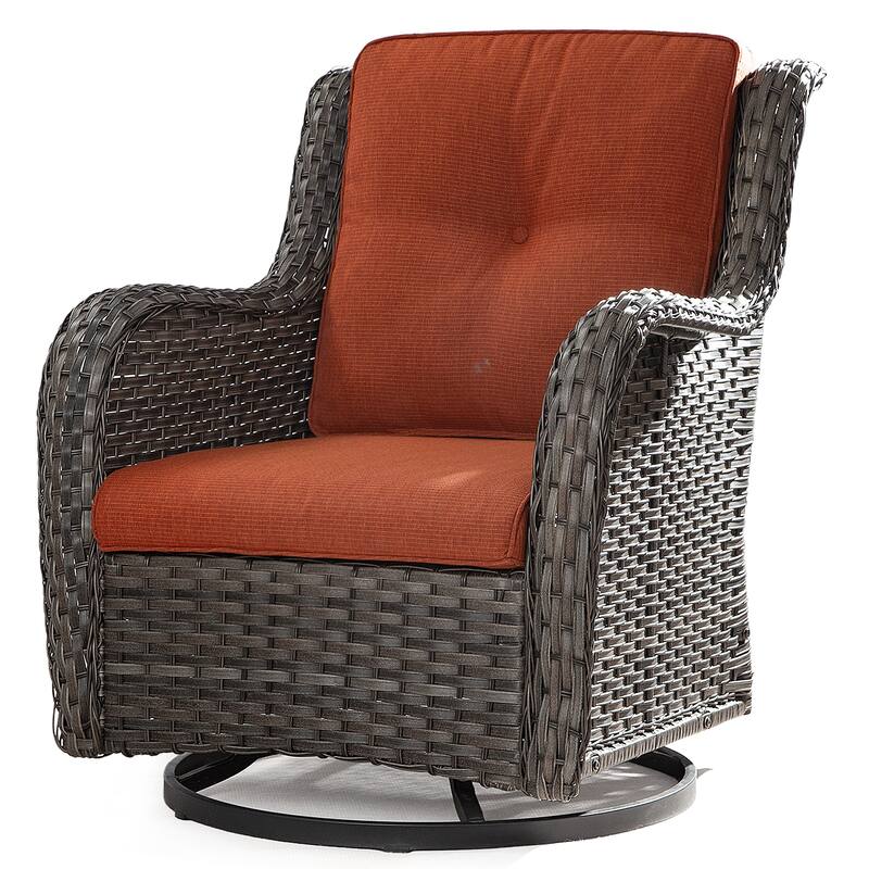 Cozywor Brown Wicker Patio Swivel Rocking Chair