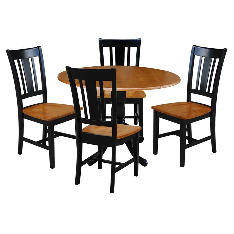 42 in. Drop Leaf Dining Table with Splat Back Chairs - Dining Set