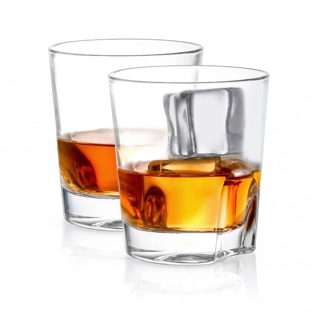 JoyJolt Carina Non-Leaded Crystal, Old Fashioned Whiskey Glass, 8.4 oz Set of 2