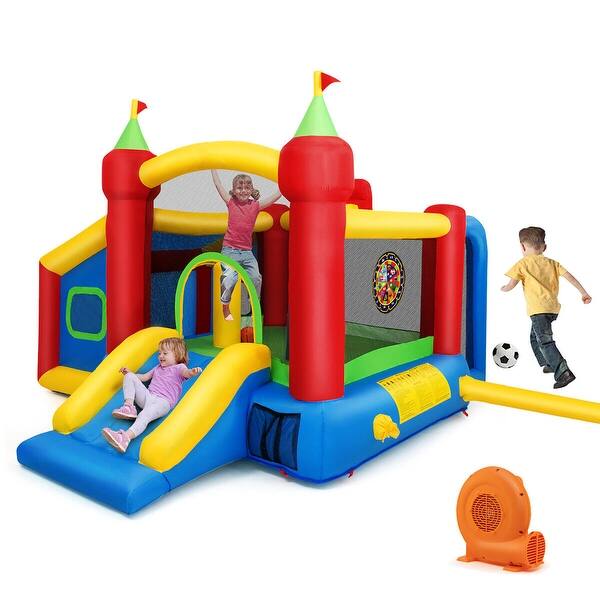 slide 2 of 10, Gymax Kids Inflatable Bounce House Play Slide Jumping Castle Ball Pit Kids