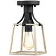 preview thumbnail 2 of 10, 1-Light Black and Wood Farmhouse Open Cage Semi-Flush Mount Ceiling Light - 6.3"W 6.3"W