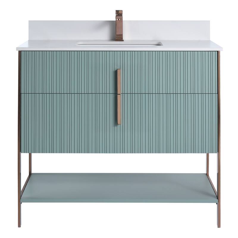 Fine Fixtures Serenity Modern Bathroom Vanity with White Stone Top