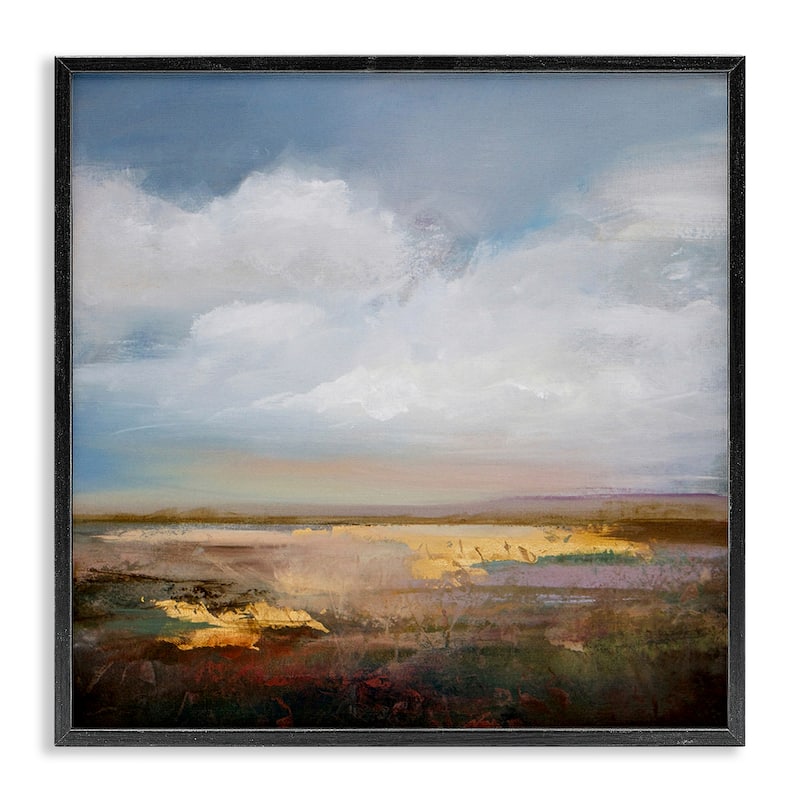 Stupell Calm Landscape & Clouds Framed Giclee Art Design By Karen Hale - 24 x 24 - Black
