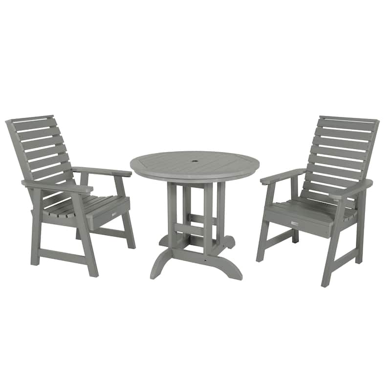 Weatherly 3-piece Outdoor Dining Set - 36" Round Table, Dining-height - Coastal Teak