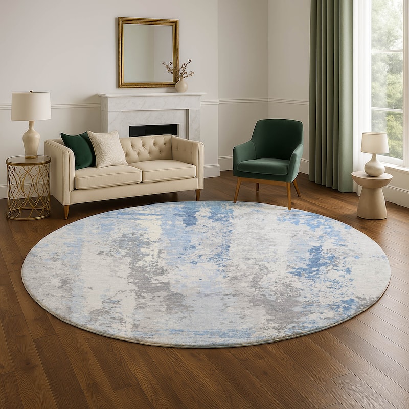 Premium Washable Super Soft Contemporary Mayfield Rug - Sky - 8' x 8'