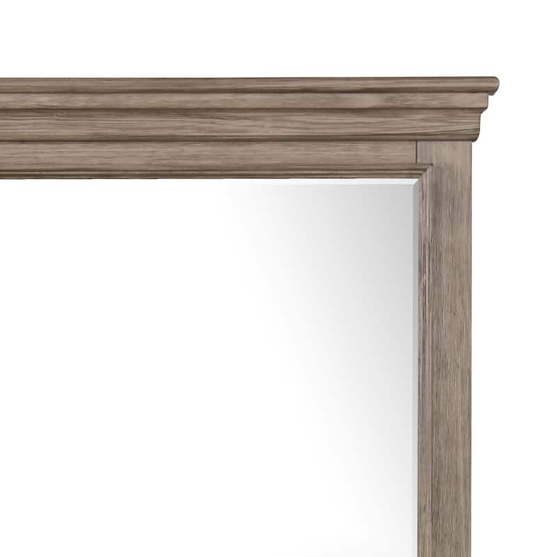 Furniture of America Wacine 2-Piece Weathered Grey Solid Wood Dresser and Mirror Set