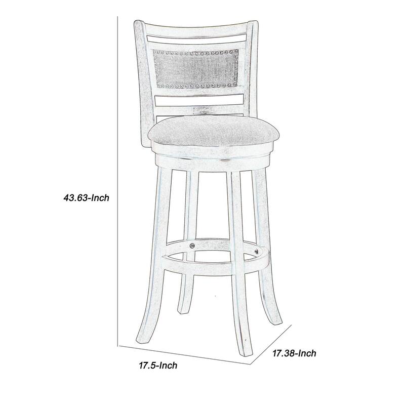 Curved Swivel Barstool with Fabric Padded Seating - 43.63 H x 17.5 W x 17.38 L