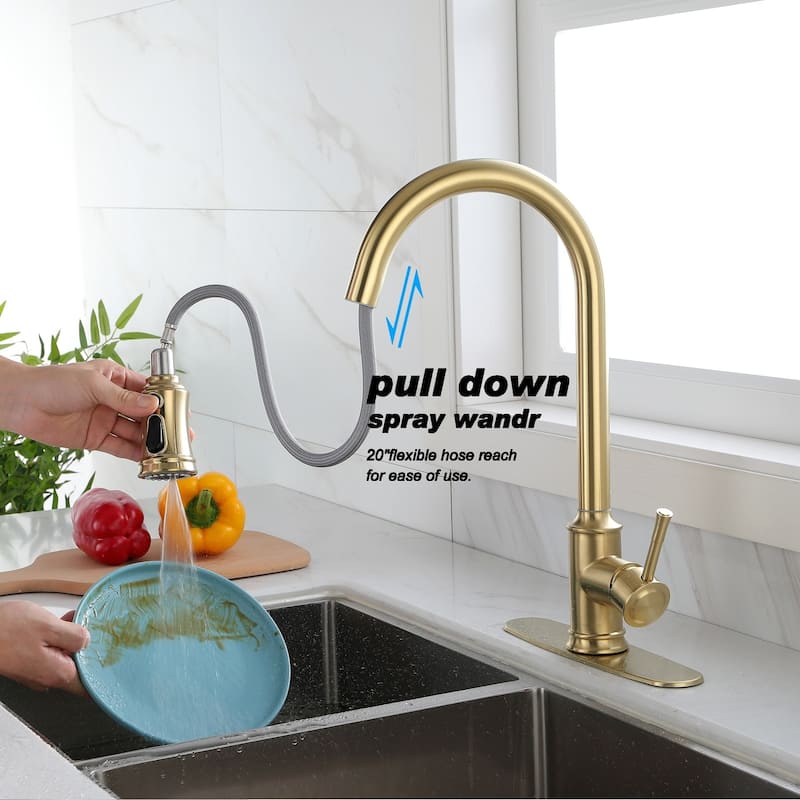Touch Kitchen Faucet with Pull Down Sprayer in Gold - 8.66*8.07*16.53