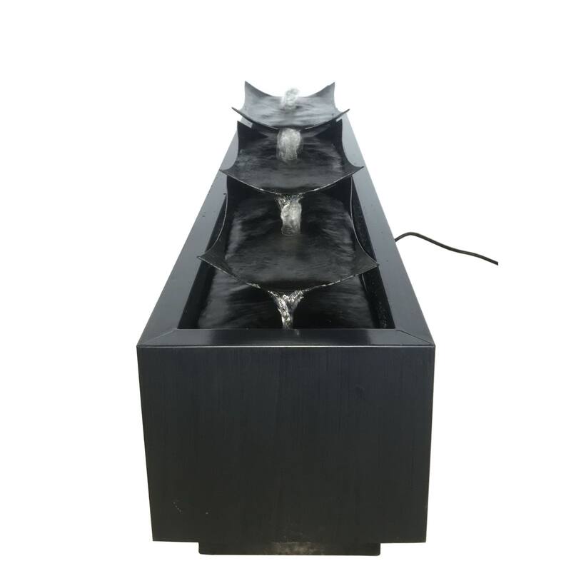 Multi Level Outdoor Garden Plates Fountain - 43" - Black