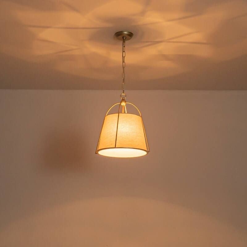 Mid Century Conical Linen Shade Lantern Pendant Ambient Light