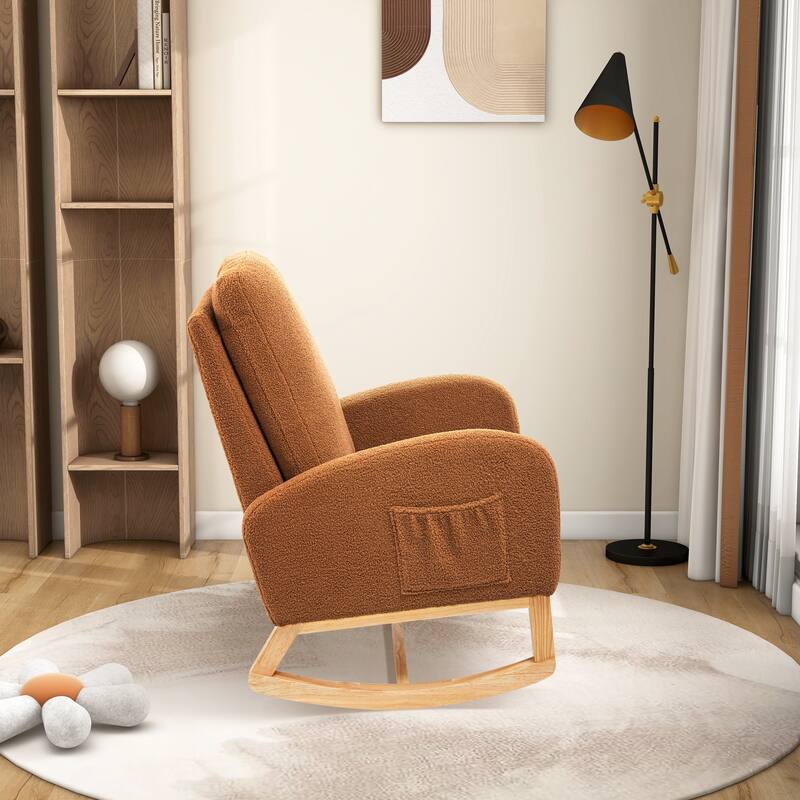 27.2"W Sherpa Rocking Chair with Side Pocket