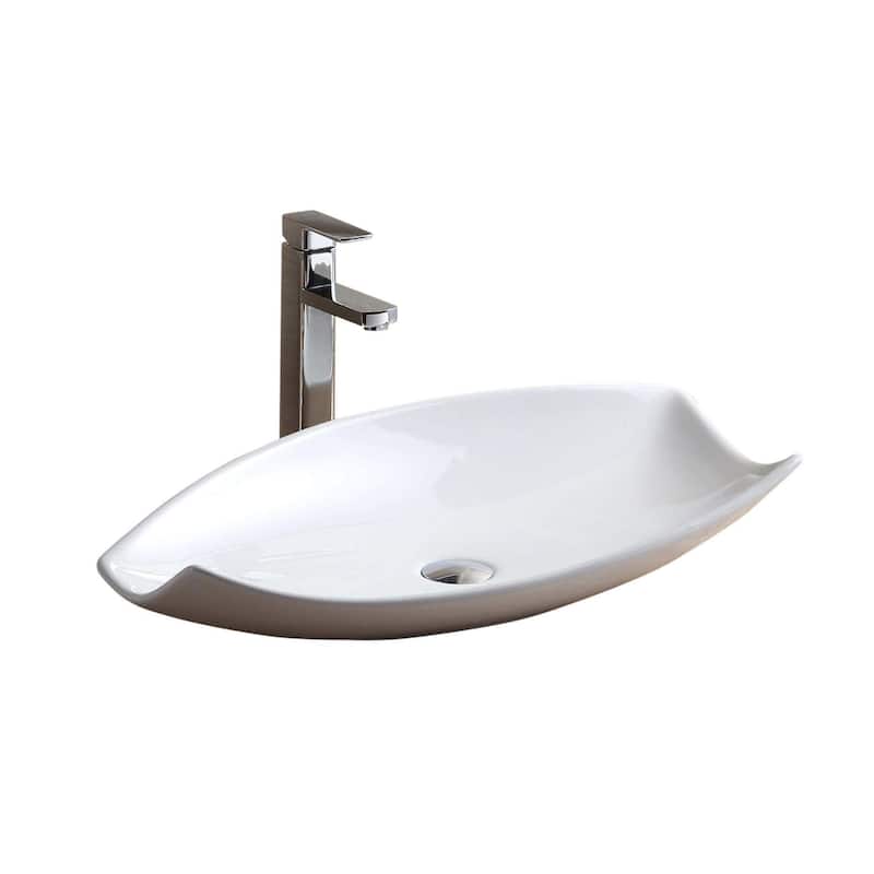 Fine Fixtures Modern White Vitreous China Irregular Vessel Bathroom Sink