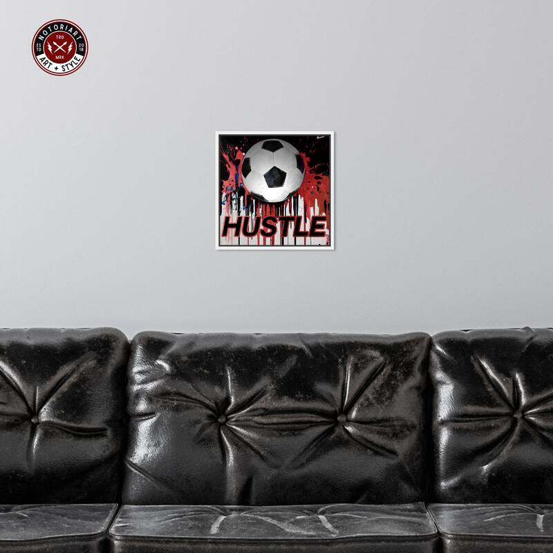 Notoriart Soccer Red Splash Framed Soccer 1 Piece Canvas Wall Art