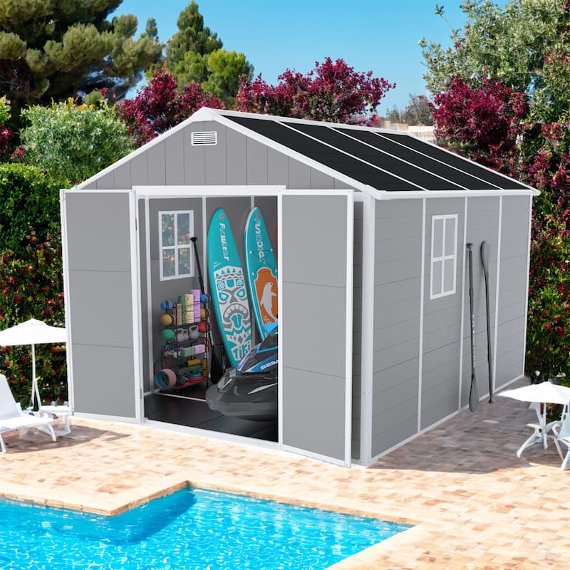 8*8ft Outdoor Storage Shed, Metal Garden Shed Tool House