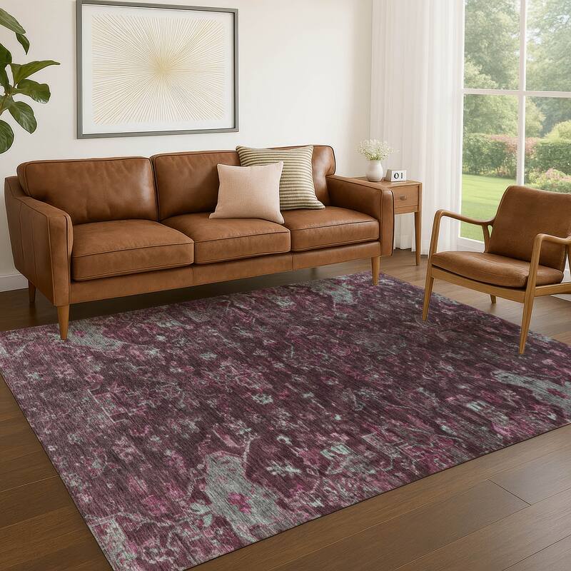 Machine Washable Indoor/ Outdoor Traditional Chelsea Chantille Rug