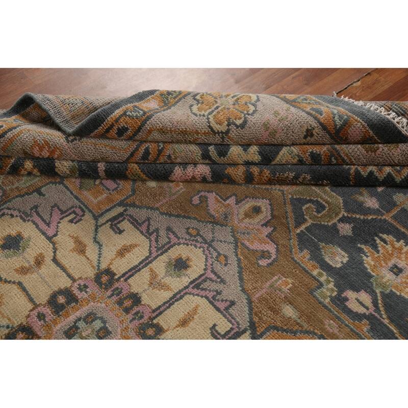 Geometric Heriz Serapi Indian Area Rug Handmade Wool Carpet - 8'9" x 12'0"