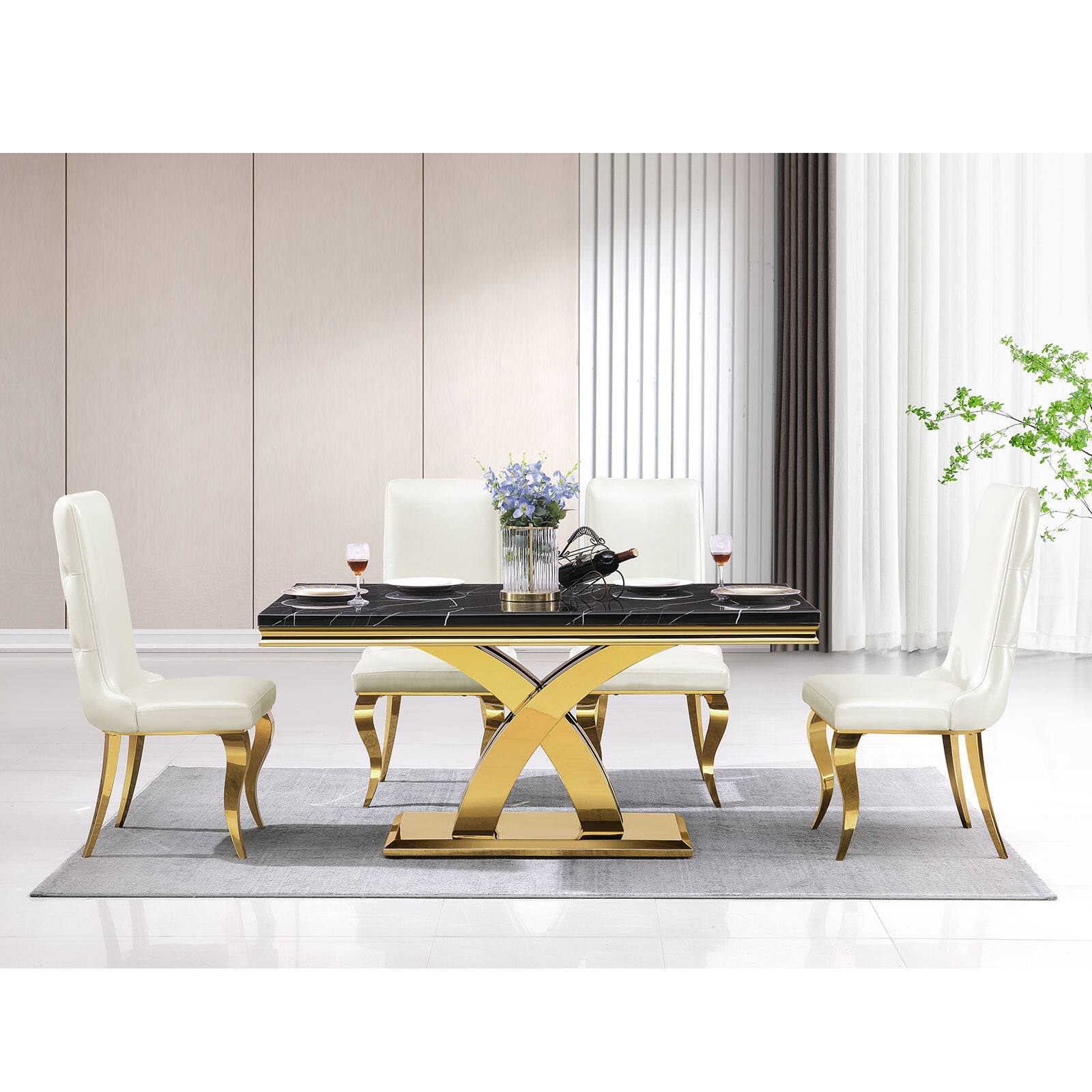 White leather dining chairs with gold legs On Sale Bed Bath