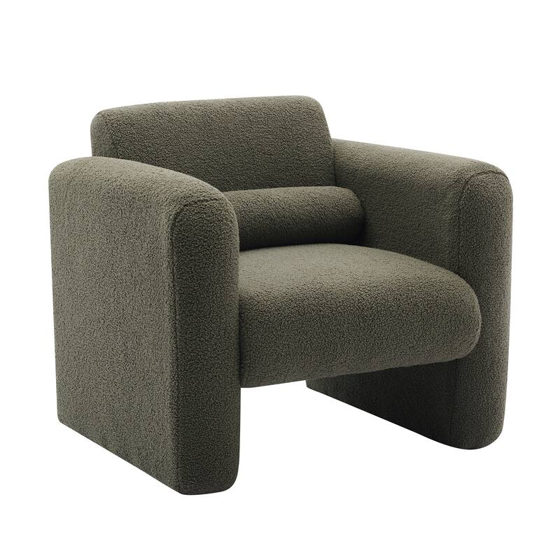 Teddy Fabric Arm Chairs Upholstered Accent Chair with Lumbar Pillow, Low Club Chairs Corner Chairs for Living Room Lounge Chairs