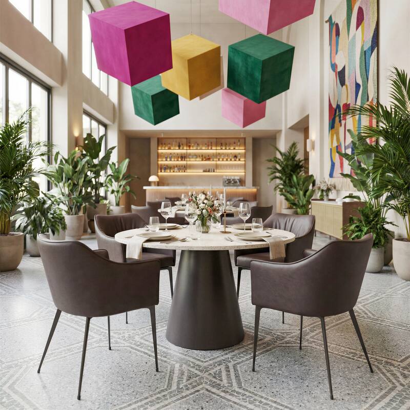 Jorf Dining Table Beige & Bronze - Beige/Bronze