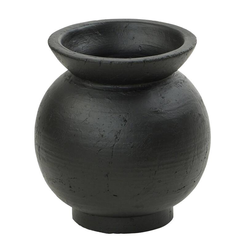 Harp & Finial Emory Vase - Matte Black Finish On Ceramic - Small