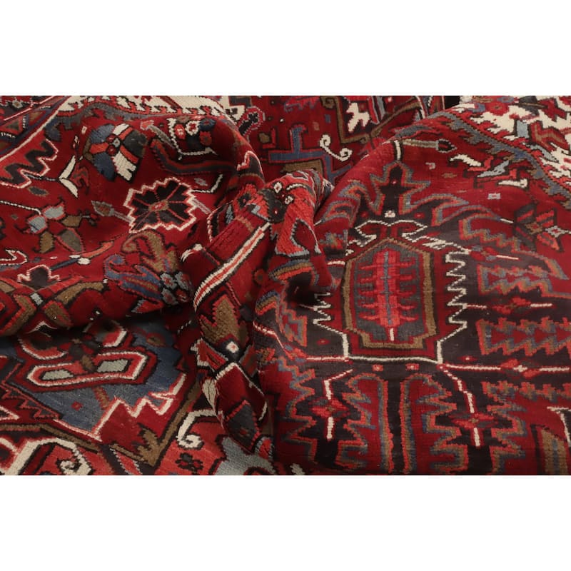 Hand Knotted Oriental 100% Wool Carpet Traditional Medallion Red Heriz Area Rug - 13' 0'' X 10' 0''