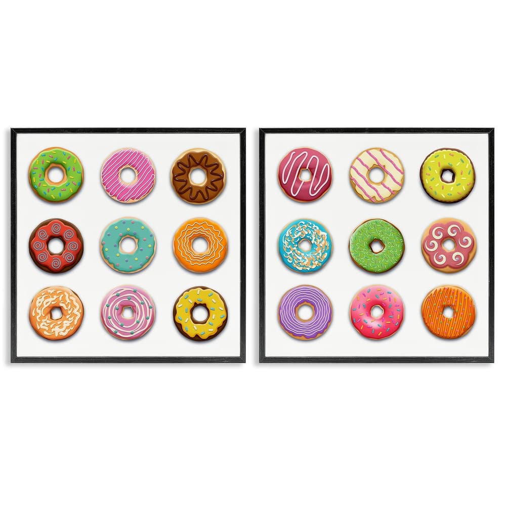 Stupell Bright & Fun Donuts Framed Giclee Art Design By Marcus Prime (Set of 2)