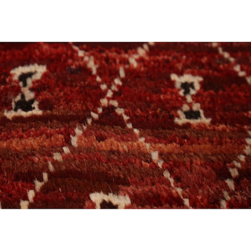 Trellis Moroccan Oriental Area Rug Hand-Knotted Red Wool Carpet - 6'10" x 9'6"