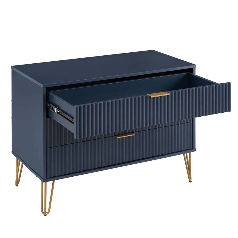 Manhattan Comfort 2-Piece Dumbo Modern Standard 3-Drawer Dresse 2.0 Nightstand Set