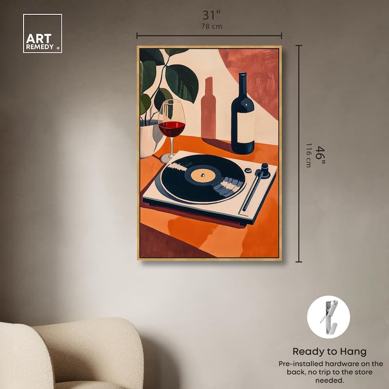Vinyl and Wine Canvas by Art Remedy