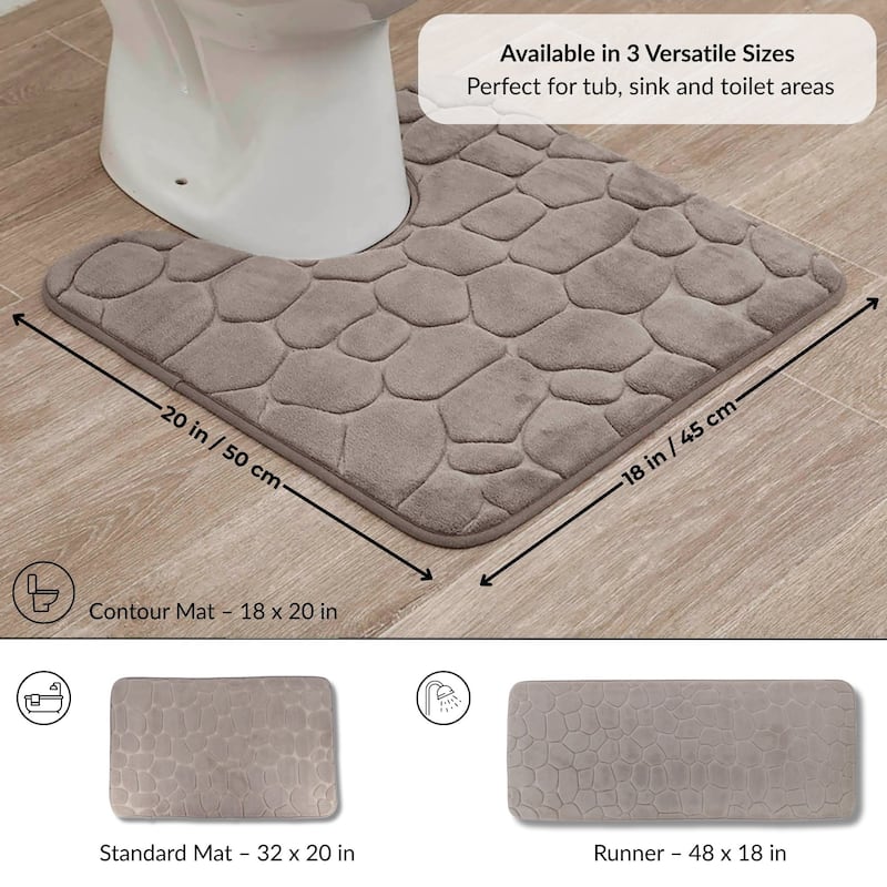 Memory Foam Contour Bath Mat Pebble Design 18x20