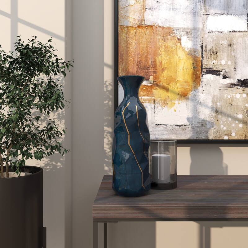 Blue Modern Smooth Glazed Stoneware Vase