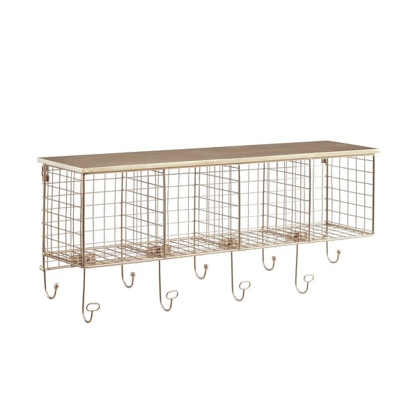 Linon Four Cubby Wall Shelf with Hooks - On Sale - Bed Bath