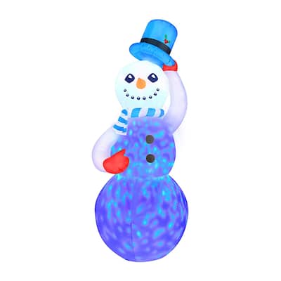Occasions 7 Foot Inflatable Swirling Lights Snowman with Tipping Hat Decoration - 3.59