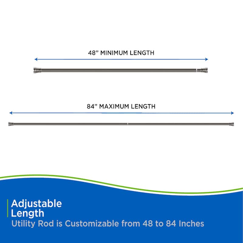 Kenney Twist & Fit 1" Tension Utility Rod, 48-84"