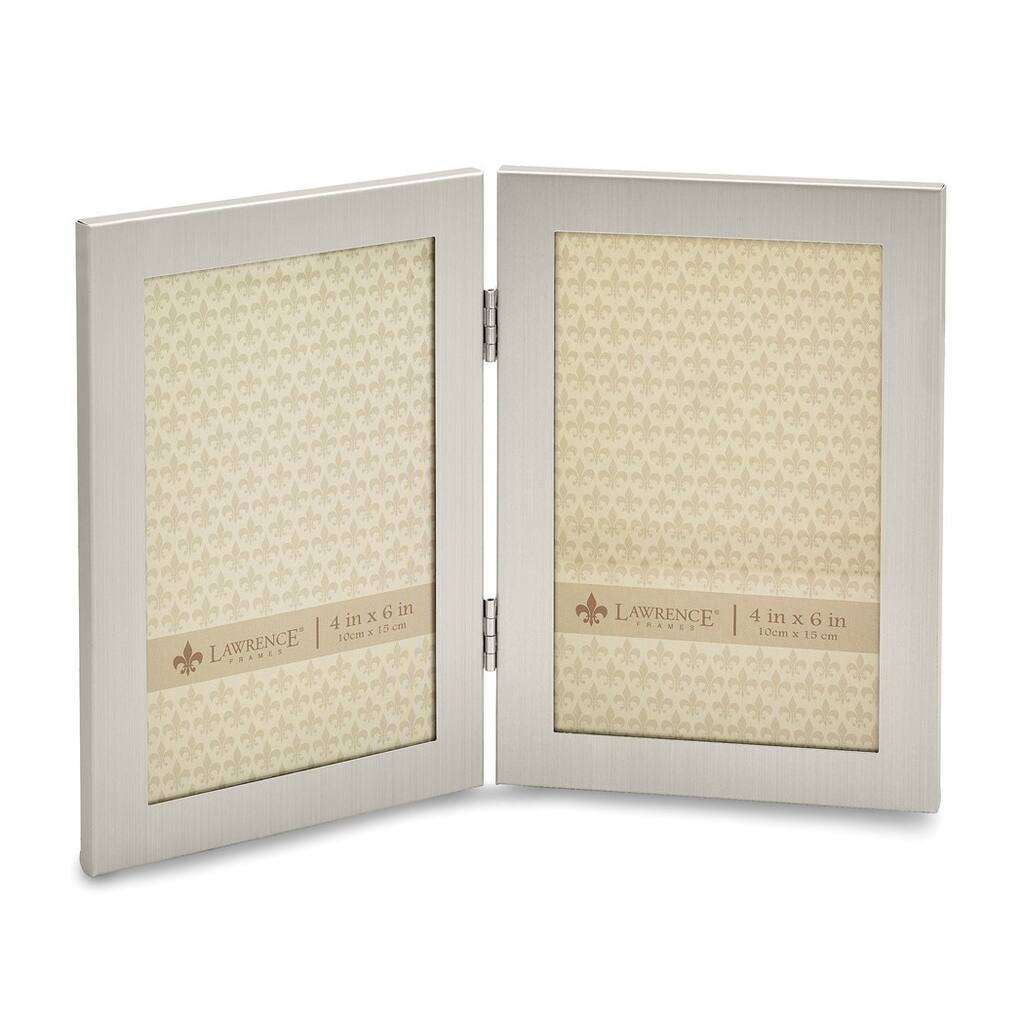 Curata Satin Aluminum Portrait Hinged 4 X 6 Double Photo Frame