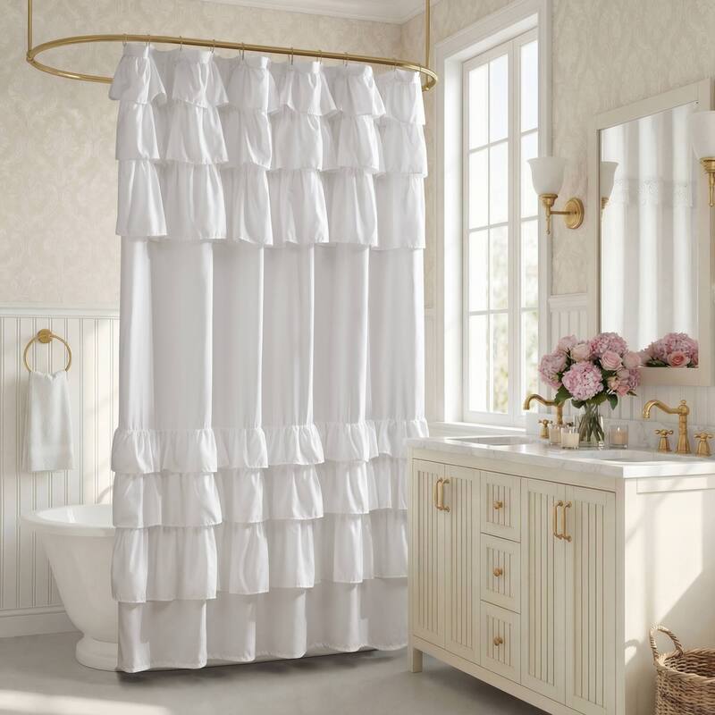 Madison Park Grace Ruffled Shower Curtain