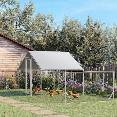 23' Large Walk-In Lockable Door Chicken Coop with Steel Frame with UV-Protected Roof for 12-14 Poultry